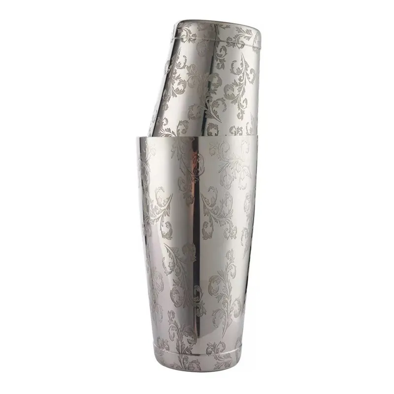 Coctelera Boston Silver Engraved