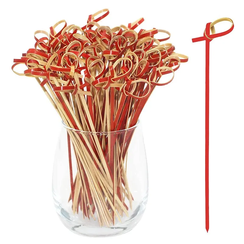 Brocheta Bambú 12 cm color rojo